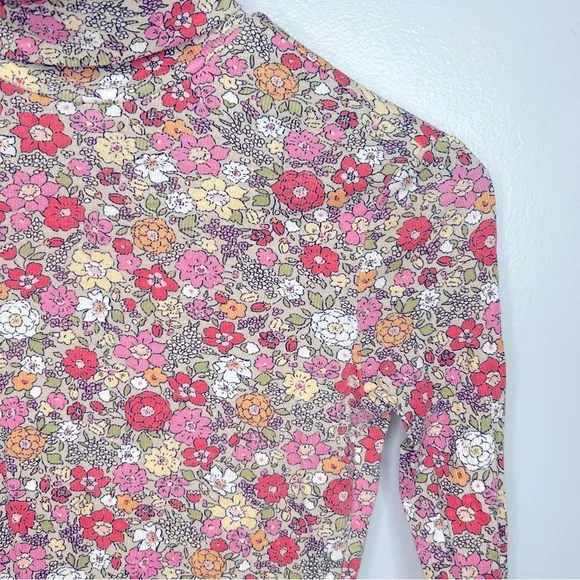 H&M‎ Pink and Green Multi Turtleneck Floral Ribbed Bodysuit Size S - Image 4