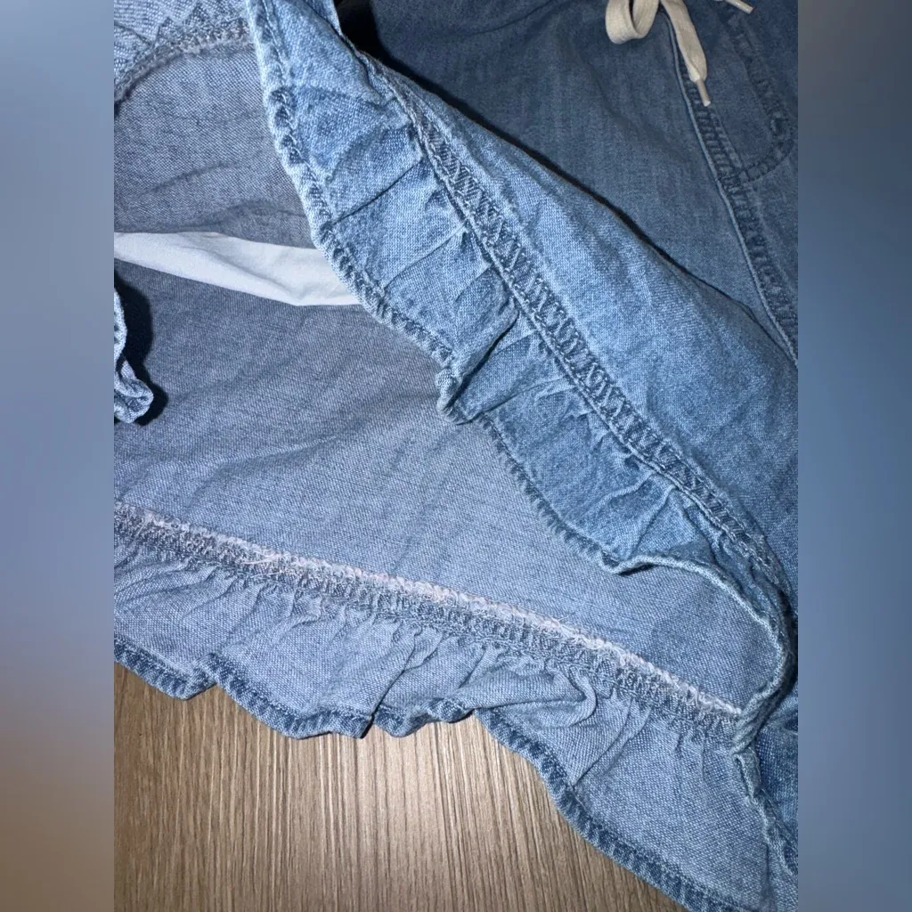 Disney Peter Pan Tinker Bell Denim Ruffle Tinker Bell Embroidery Shorts Sz Large - Image 9