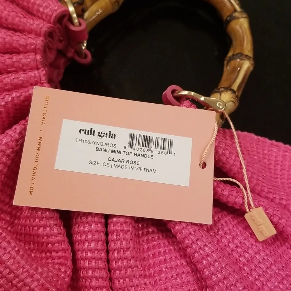 💕CULT GAIA💕 Banu Mini Tote Bag Raffia Half Moon ~ Qajar Rose Pink NWT - Image 16