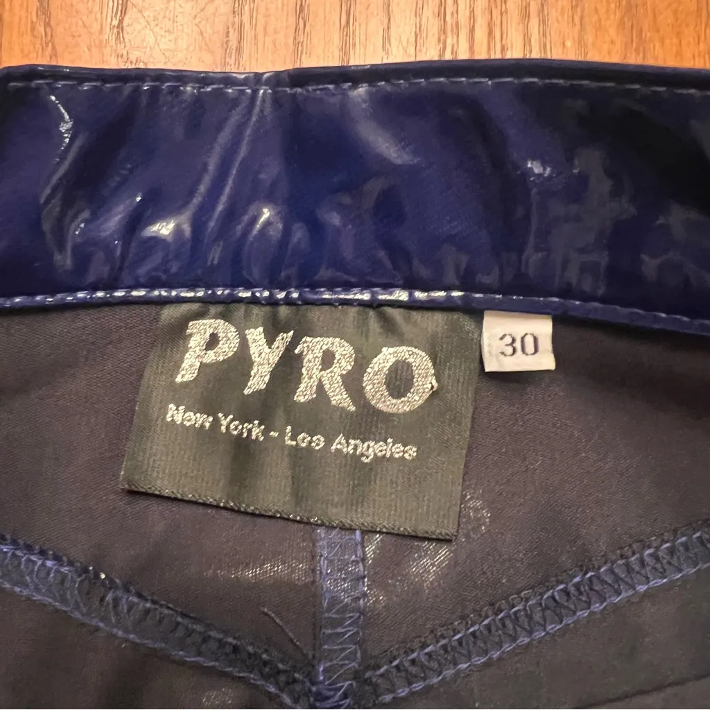 Pyro New York Y2K Violet Purple Vinyl Straight Leg Pants Rave Style Size 28" - Image 5