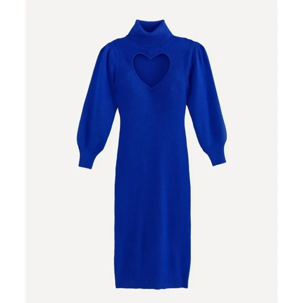 FARM Rio cobalt blue Heart Neckline Blue Knit Dress size XS - Image 3