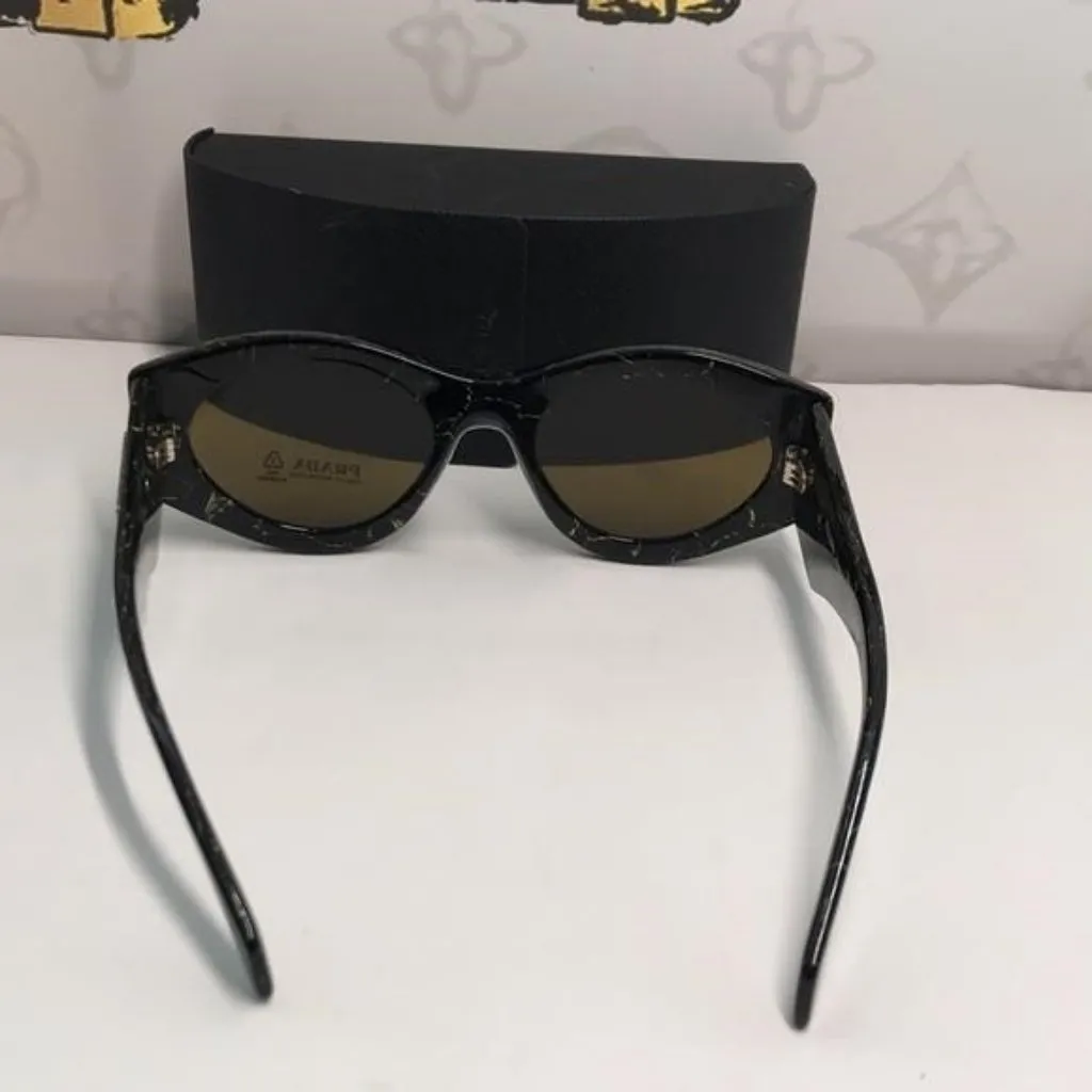 NEW AUTHENTIC PRAD PR 20ZS Women’s Sunglasses – Black Yellow Marble / Dark Brown - Image 9