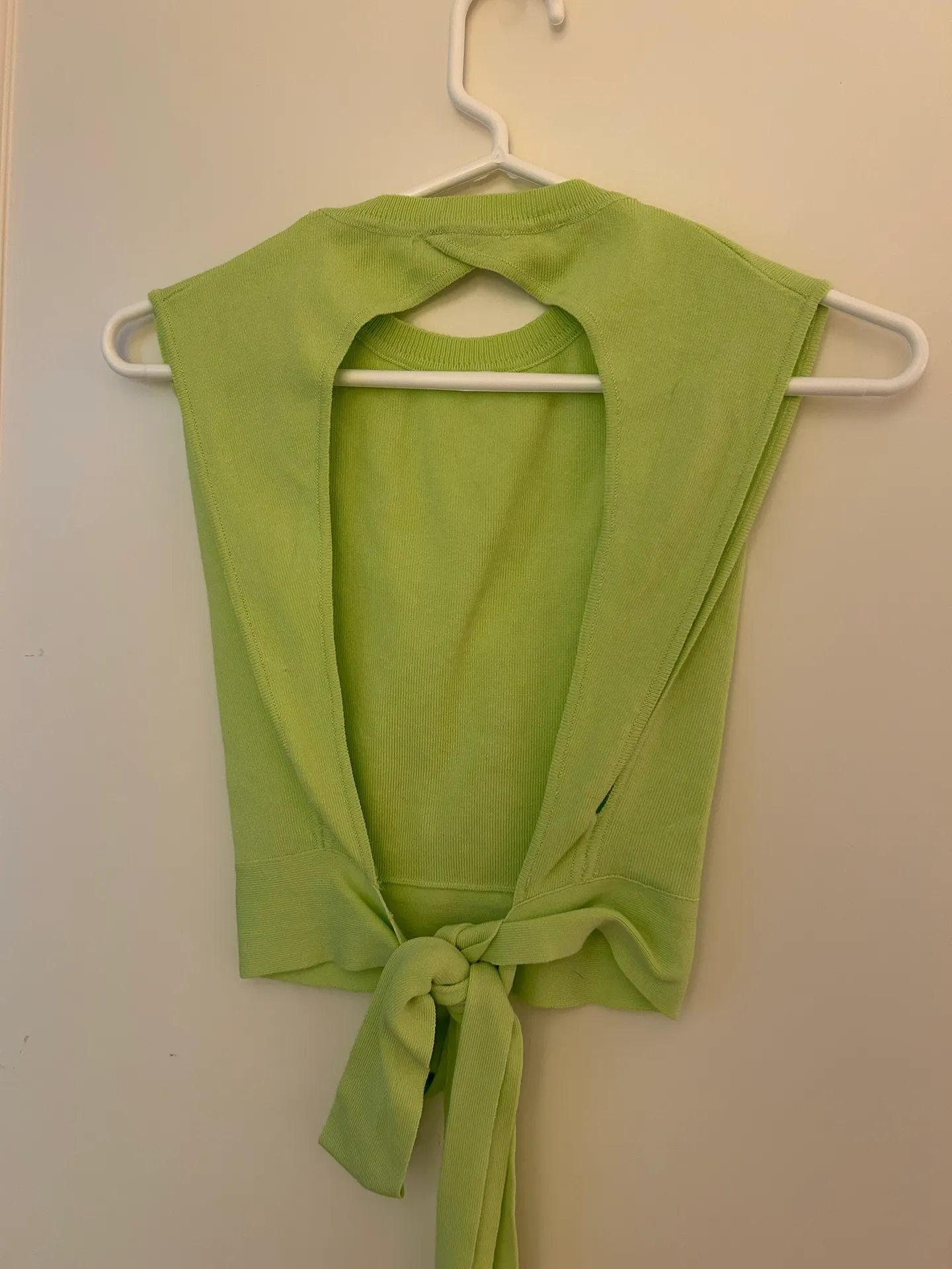 ZARA Open Tie Back Lime Green Tank Top - Image 2