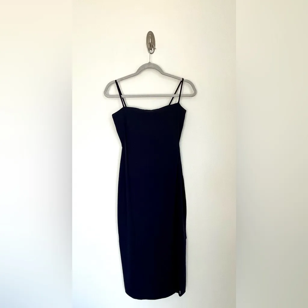 Susana Monaco Midnight Navy Slit Midi Dress Large NWT Evening Cocktail Party - Image 11