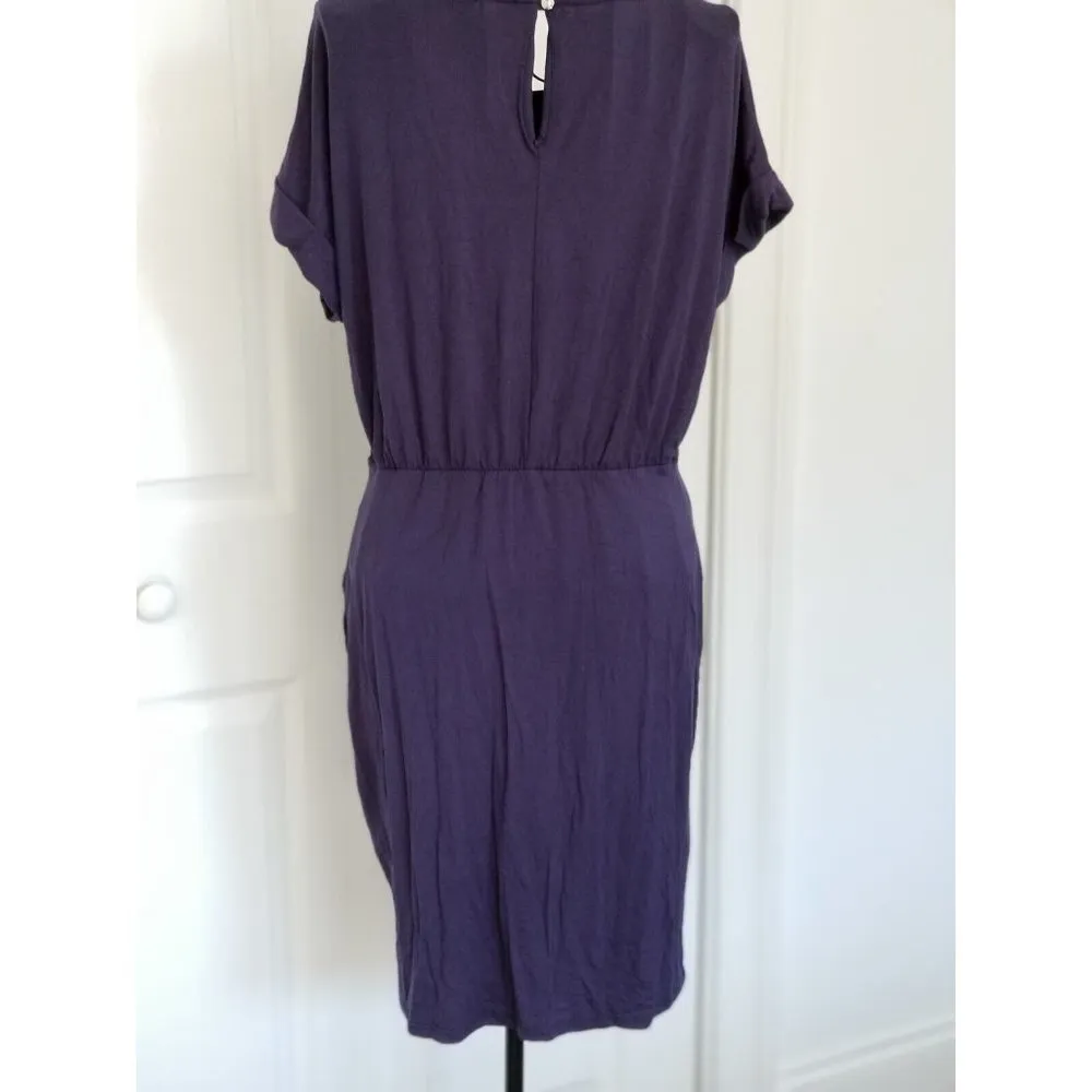 West Kei Women's Dress Short Sleeve Navy Blue Body-con Ruched Jersey Knit Size M - Image 3