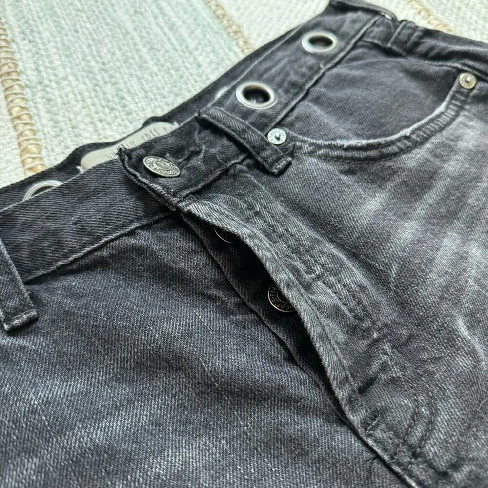 We The Free Black Grommet Waist Mid Rise Button Fly Denim Shorts Women’s Size 27 - Image 7