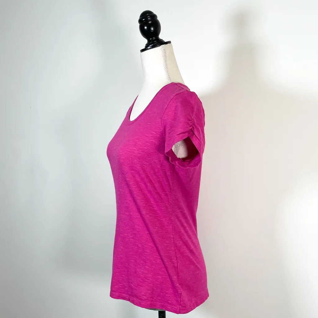Columbia Rocky Ridge III Magenta Ruched Slub Top Short Sleeve - Image 3