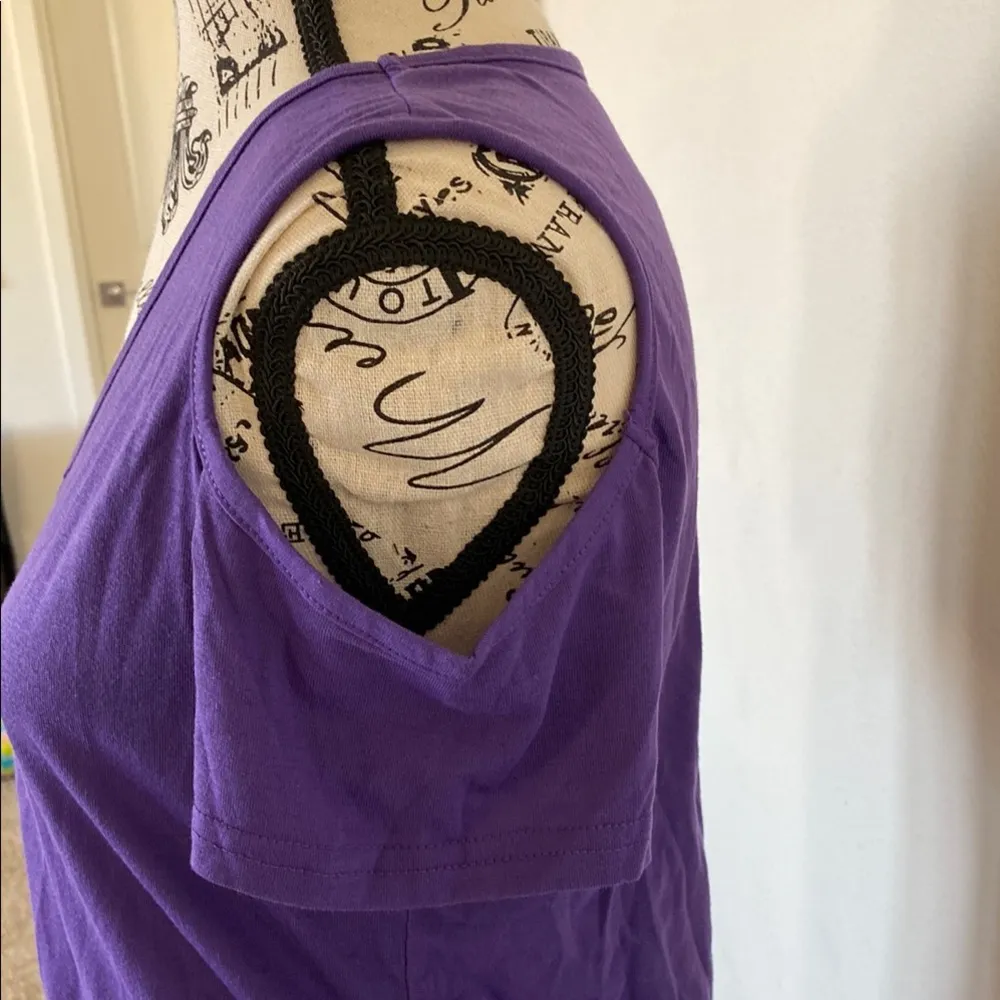 Purple Women's Cold Shoulder Top Size M - Image 3