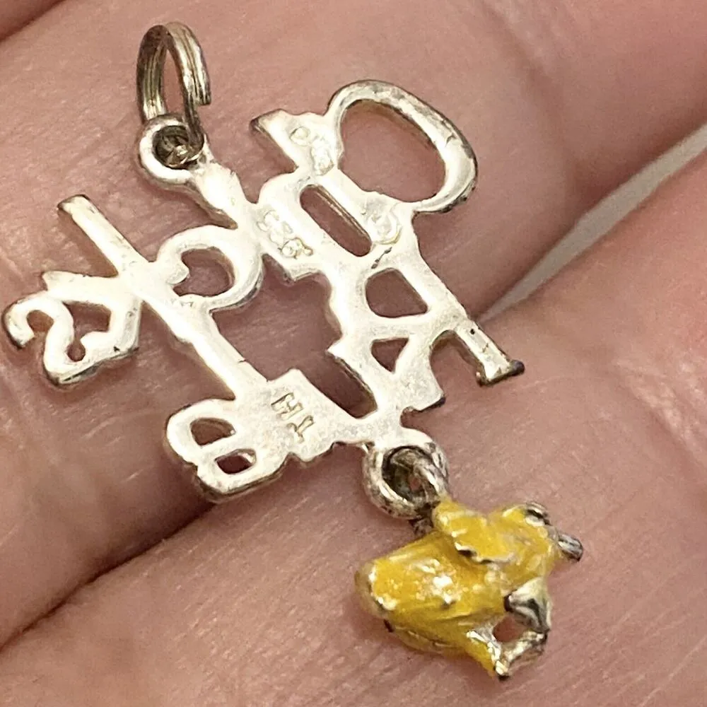 925 Sterling Silver Chicks Rule Charm Pendant Tiny Figure Enamel Chick Chicken - Image 2