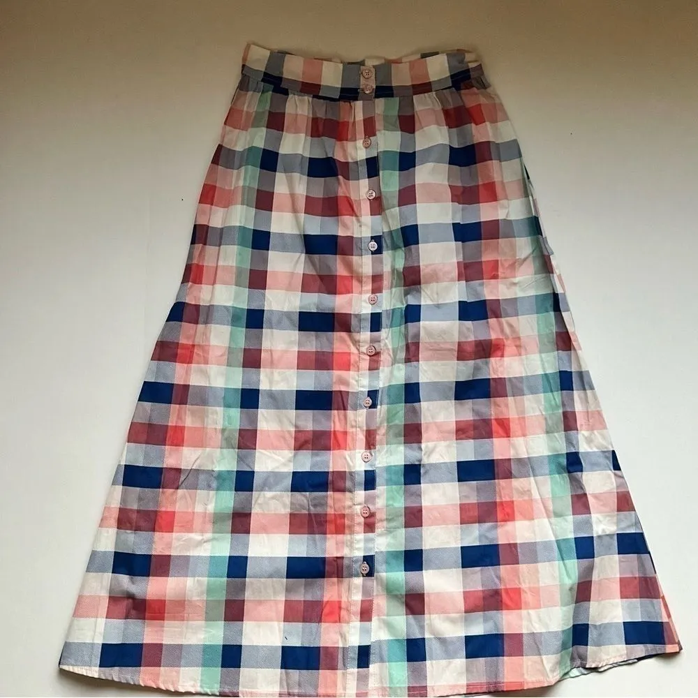 ASOS  Midi Multicolor Gingham Button Down Skirt Size 2 NWT - Image 2