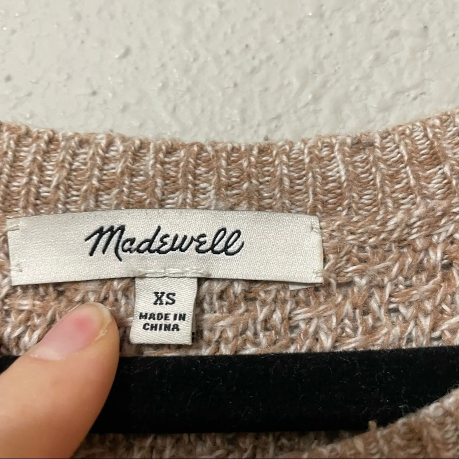 Madewell Beige Chunky Knit Side Zip Boxy Fit Sweater Womens XS Fall Casual - Image 2