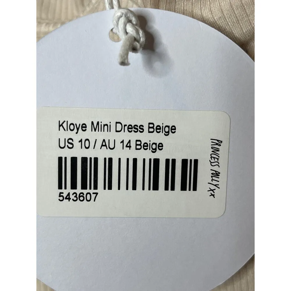 Princess Polly NEW Kloye Mini Dress Beige Size 10 Ribbed Sleeveless - Image 6