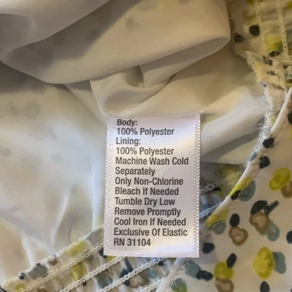 Karri Blue Blouse NWT Large White Nlue Yellow Brown Watercolor Dots - Image 7