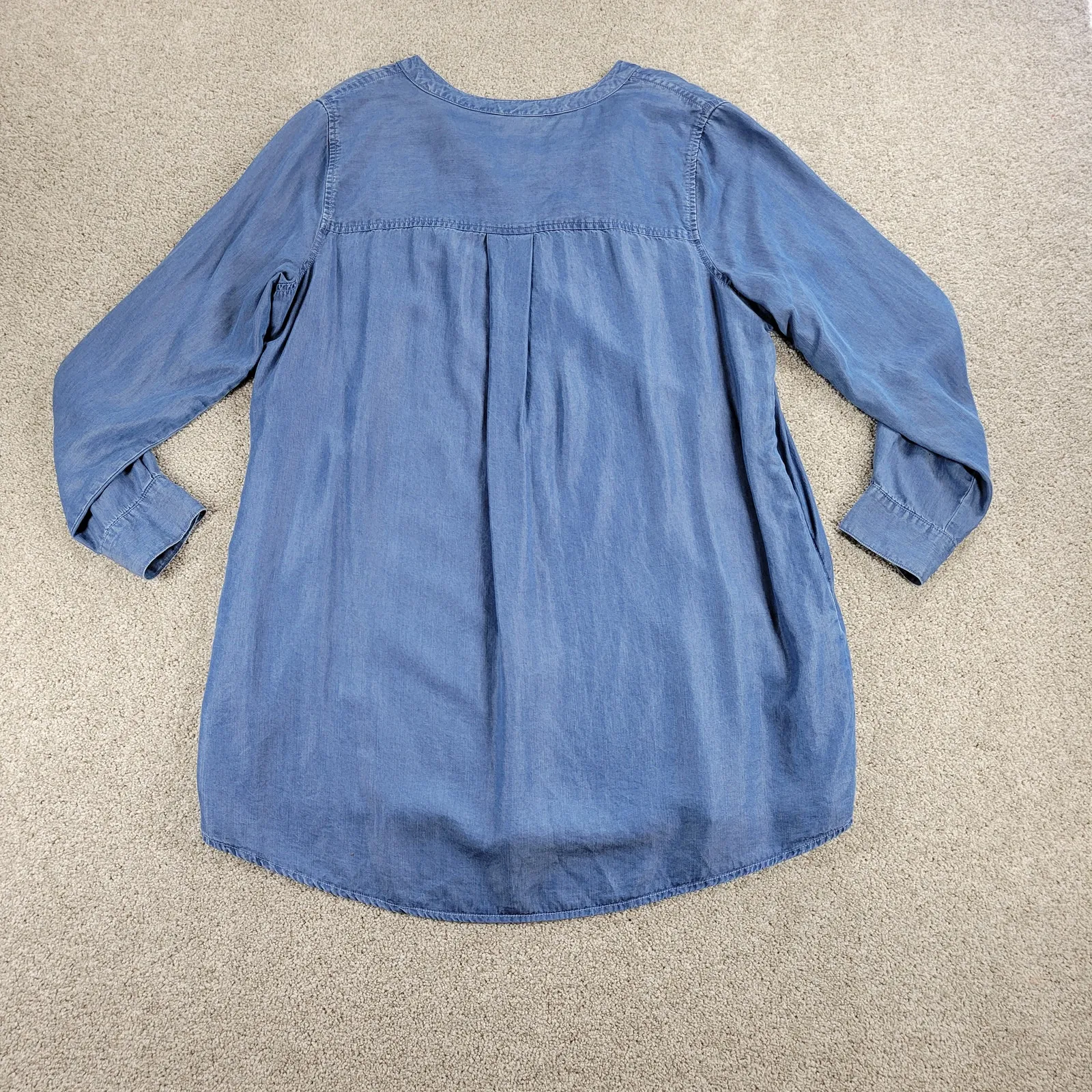 Falls‎ Creek Womens Chambray Demin Dress XL Blue Lace Up Collar Western Rodeo - Image 3