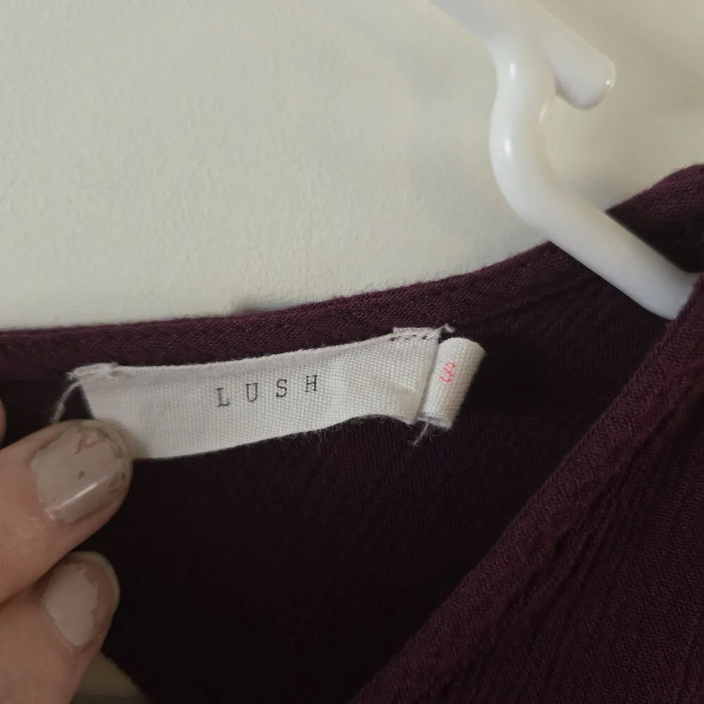 LUSH Women's Top Blouse Size Small Purple Bell Sleeves Crinkle Fabric Boho Chic - Image 3