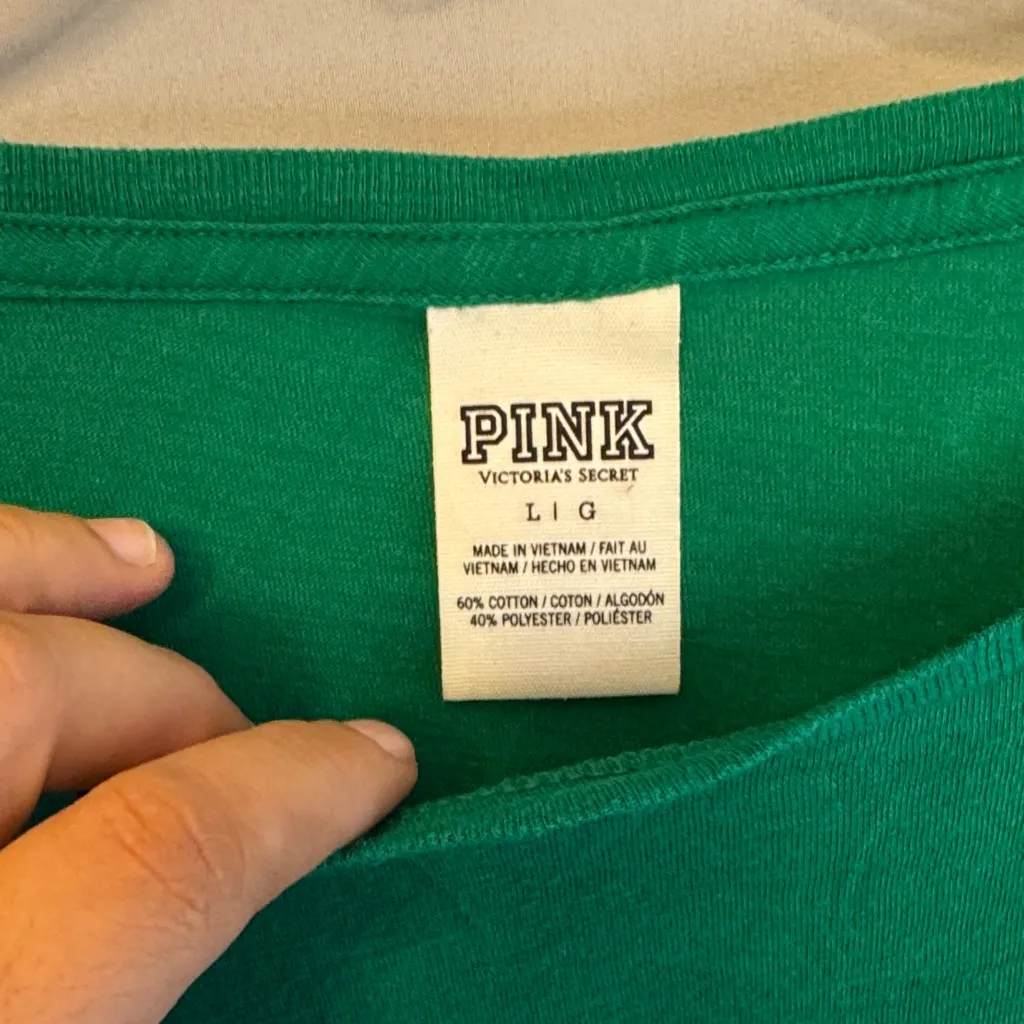 PINK Victoria's Secret Festive Green Tee - Image 2