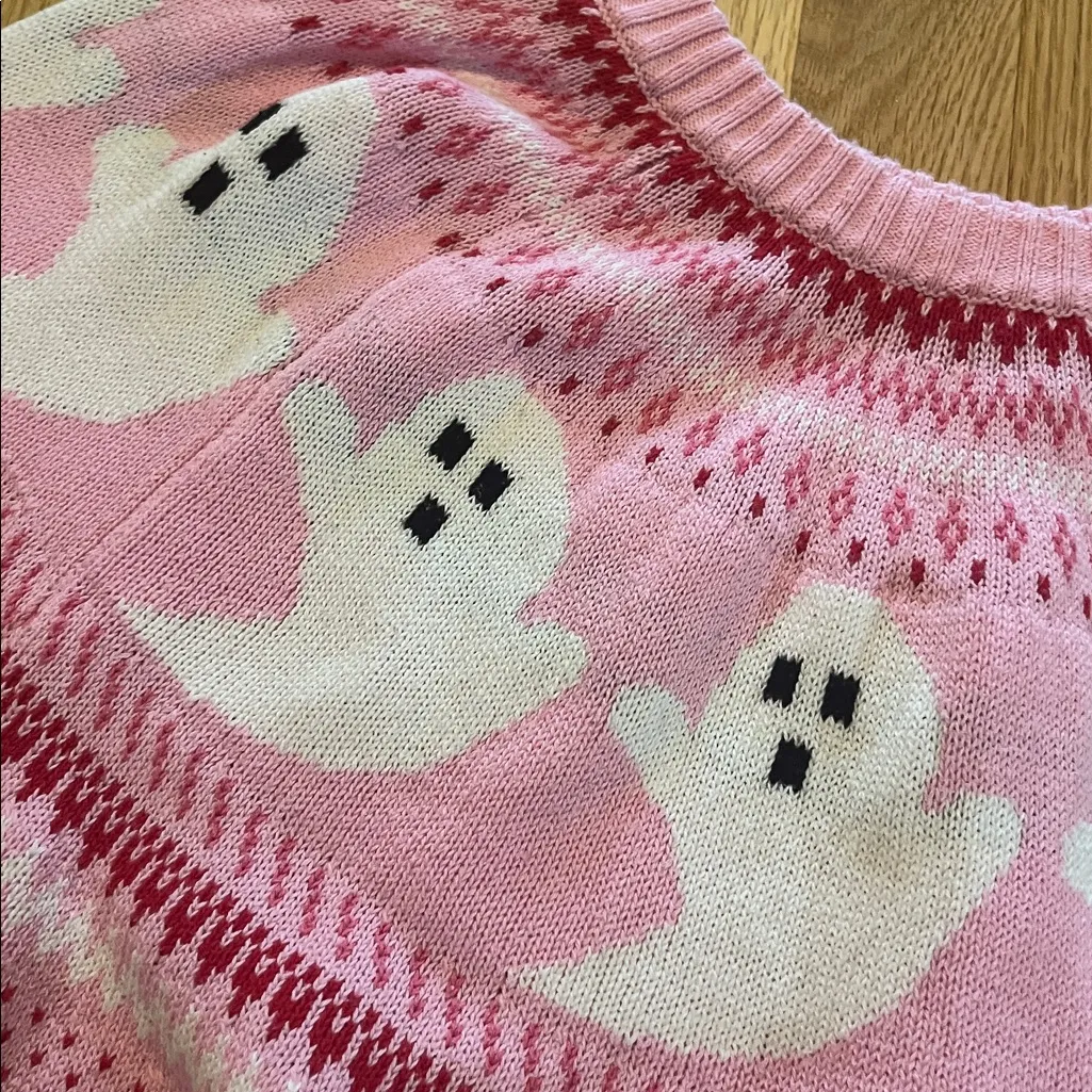 Modcloth You've Been Ghosted Fair Isle Sweater in Pink Sz 3X - Image 2