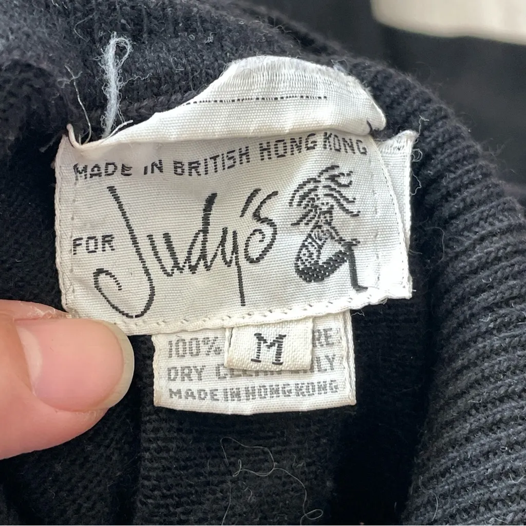 Cashmere Turtleneck Sweater cable knit womens Black (medium) classic vintage - Image 2