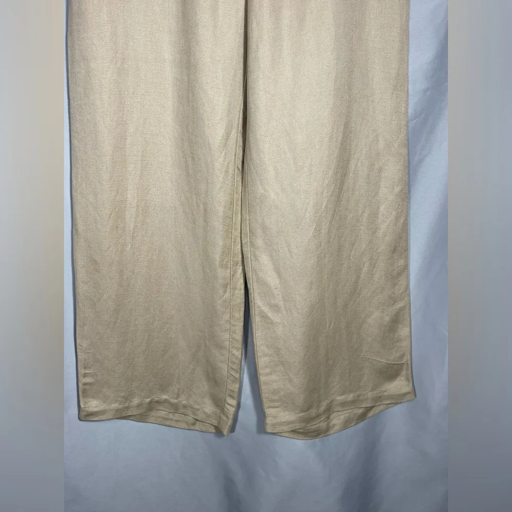 Coldwater Creek Women’s Wide Leg Trousers Linen Pants Khaki Natural Fit Sz L NWT - Image 4
