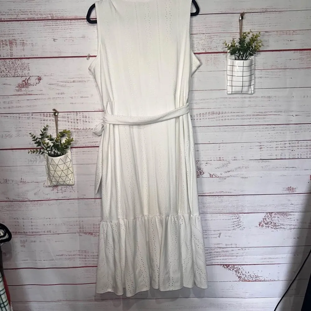 Emma & Michele  White Eyelet Faux Wrap Sun Dress XL - Image 3