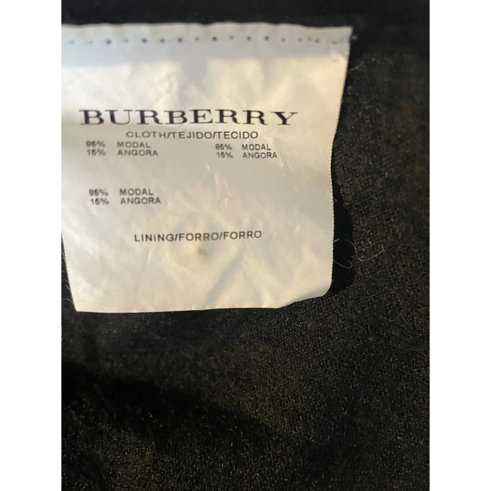 BURBERRY LONDON Womens Black Modal Angora Blend V - Image 5