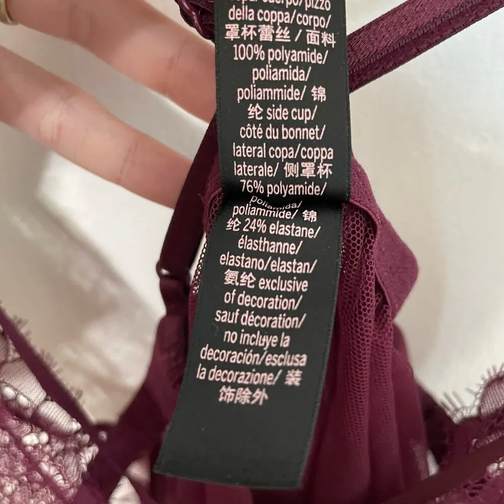 Victoria's Secret Burgundy Camisole S Lace Tulle Strappy Nightgown Teddy 1 Piece - Image 5