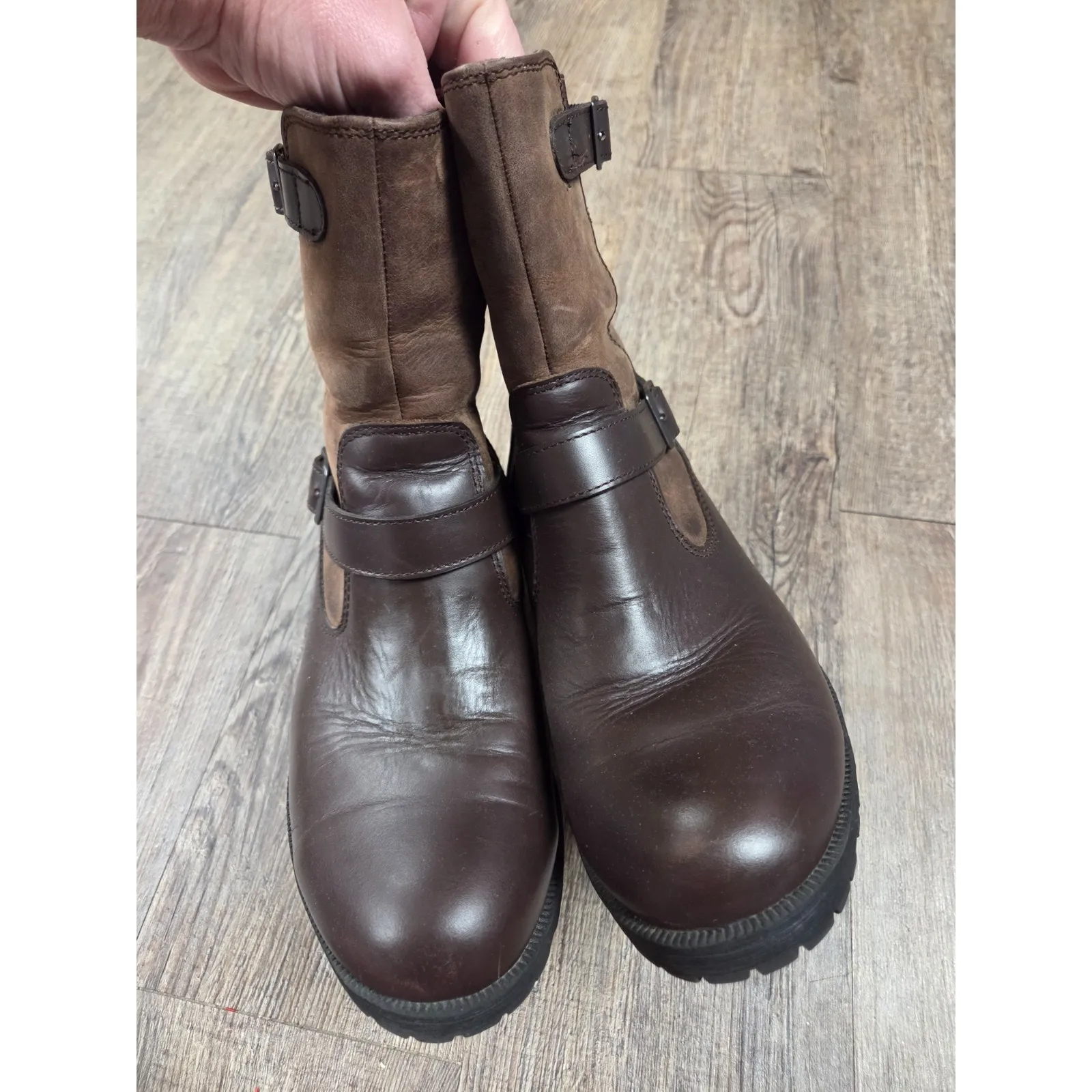 EASTLAND Canterbury Brown Leather Buckled Moto Boots Size 10M - Image 5