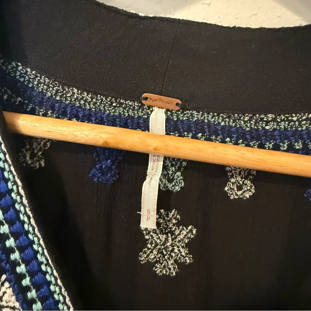 Free People Star Gazer Embroidered Mini Dress in Black - Image 7