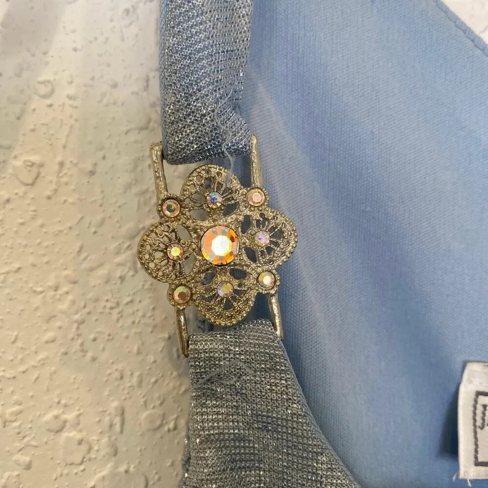 Jessica McClintock Gunne Sax Sleeveless Maxi Blue Silver Dress Vintage Sz Sm - Image 4