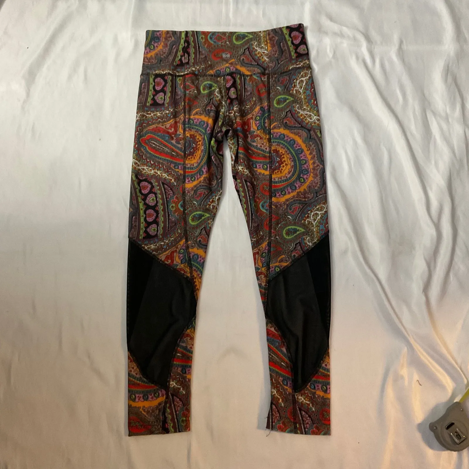 ABS by Allen B. Schwartz Paisley Print Leggings S Boho Athleisure Athletic Sport Red - Image 5