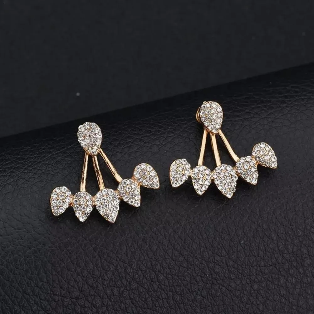 Gold Plated 2‎ pc Crystal Drop Earrings, 17cm - Image 4