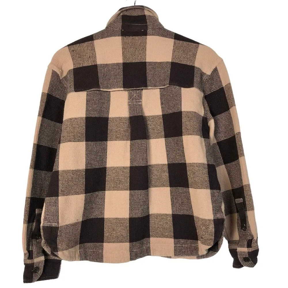 Madewell Waffle Half-Zip Popover Pink Plaid Long Sleeve Top S - Image 56