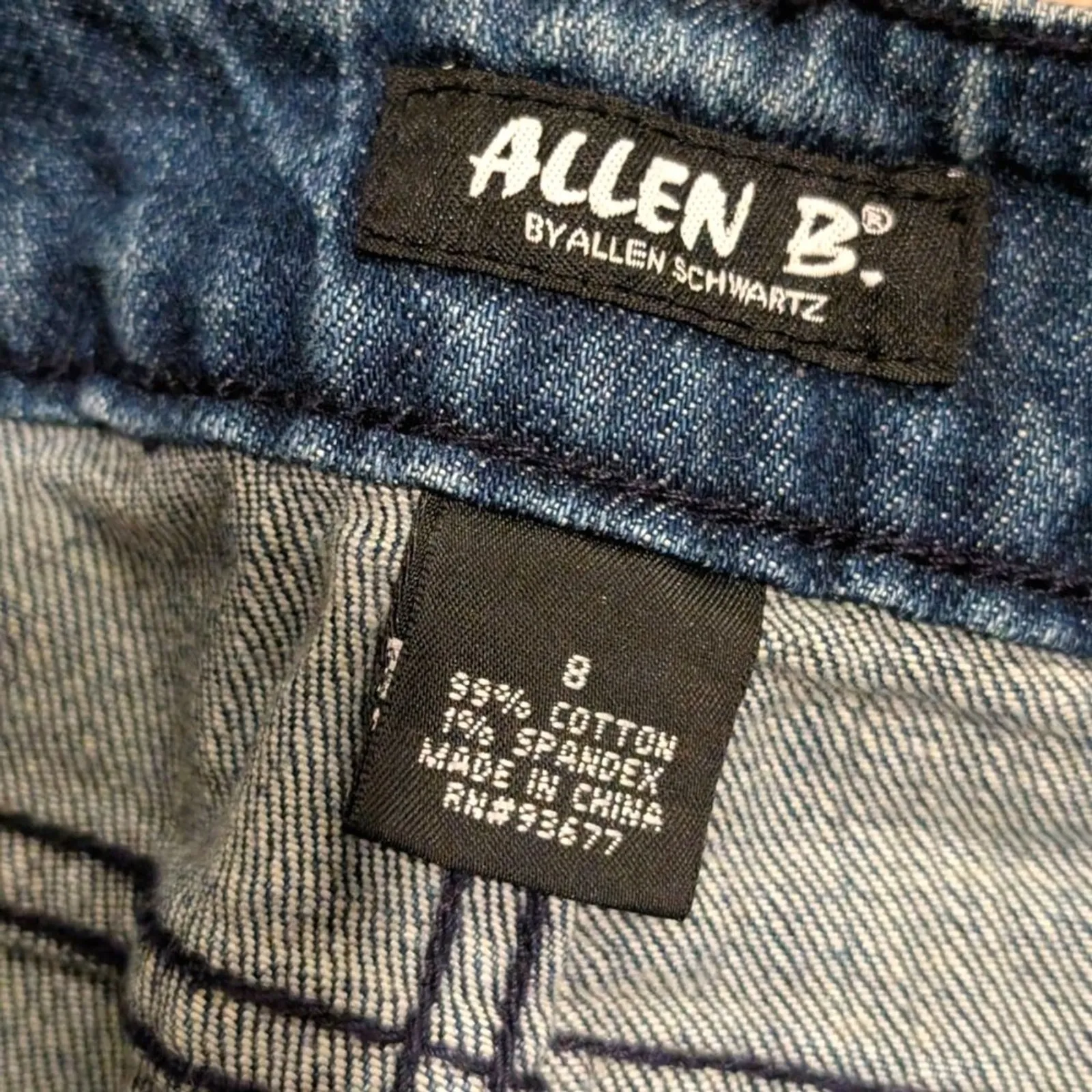 Allen B Schwartz Capri Denim Jeans Womens 8 BLING Rhinestones Crystals Blue - Image 3