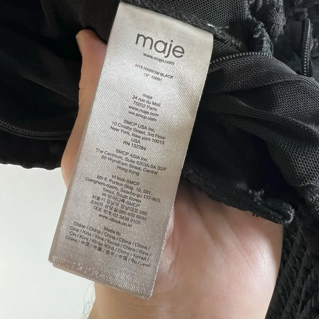 Maje Womens Back Zip Sleeveless Crew Neck Layered Swing‎ Dress Black Sz 1/Small - Image 10