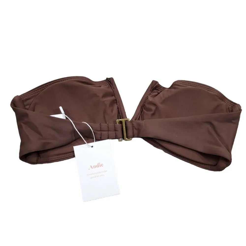 Andie Swim The Scala Bikini Top Strapless V Neck Espresso Brown Size XS - Image 2