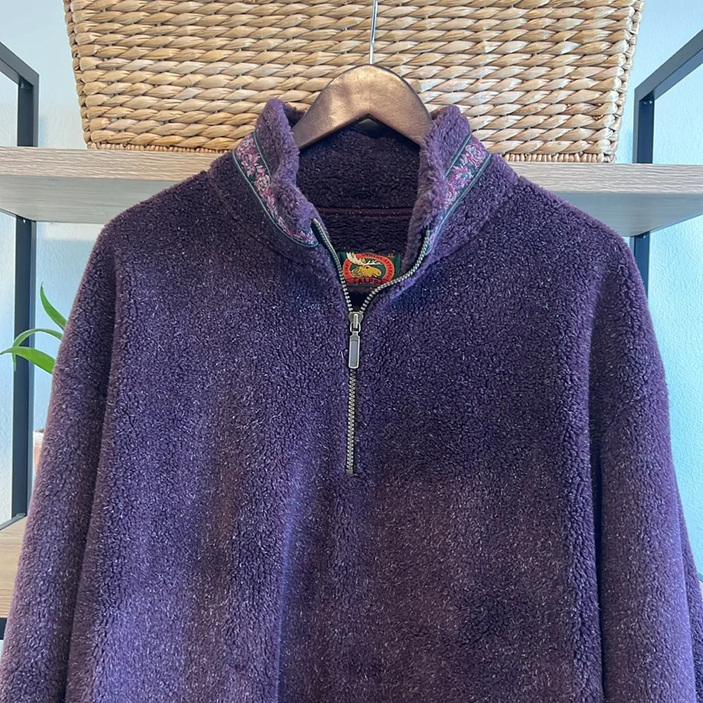 Vintage ALPS Sherpa Purple 1/4 Zip Sweater Knit, Women's XL - Image 2