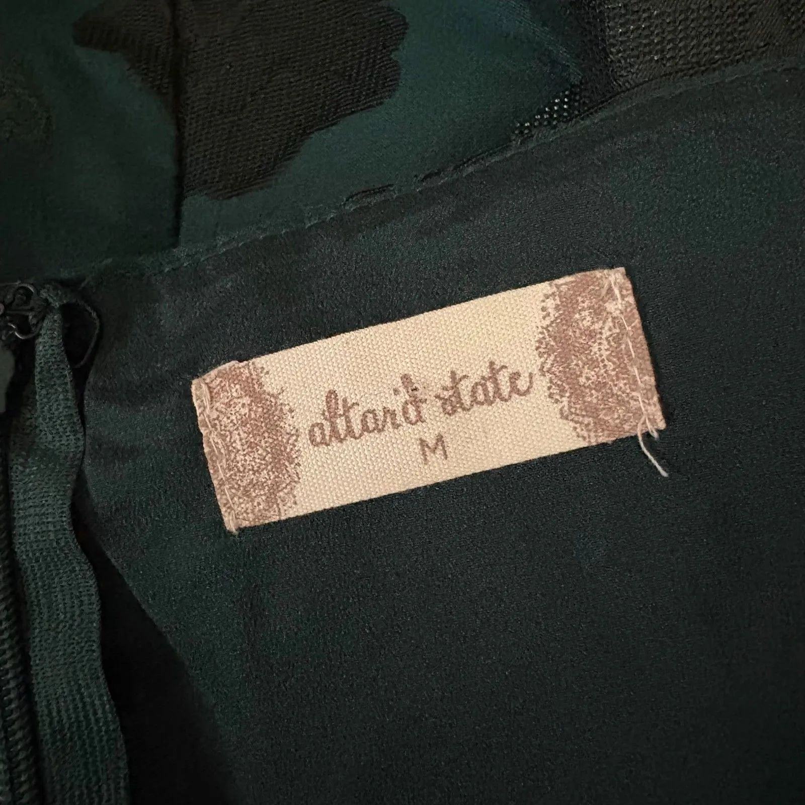 Altar'd State Lionella Puff Sleeve Mini Dress Green Black Floral Size‎ Medium - Image 6