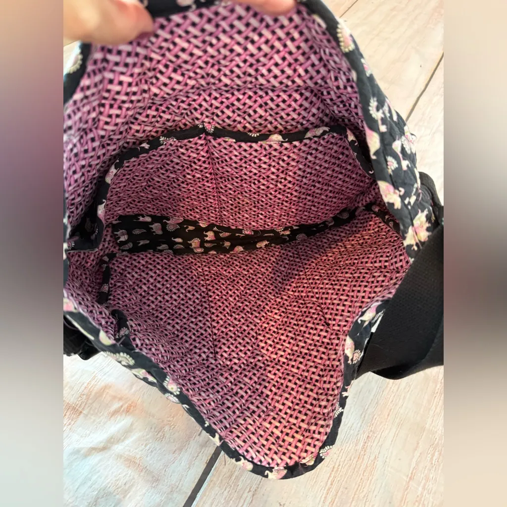 Vintage Elephant Paisley Vera Bradley Messenger Bag Cross Body Pink Black - Image 4