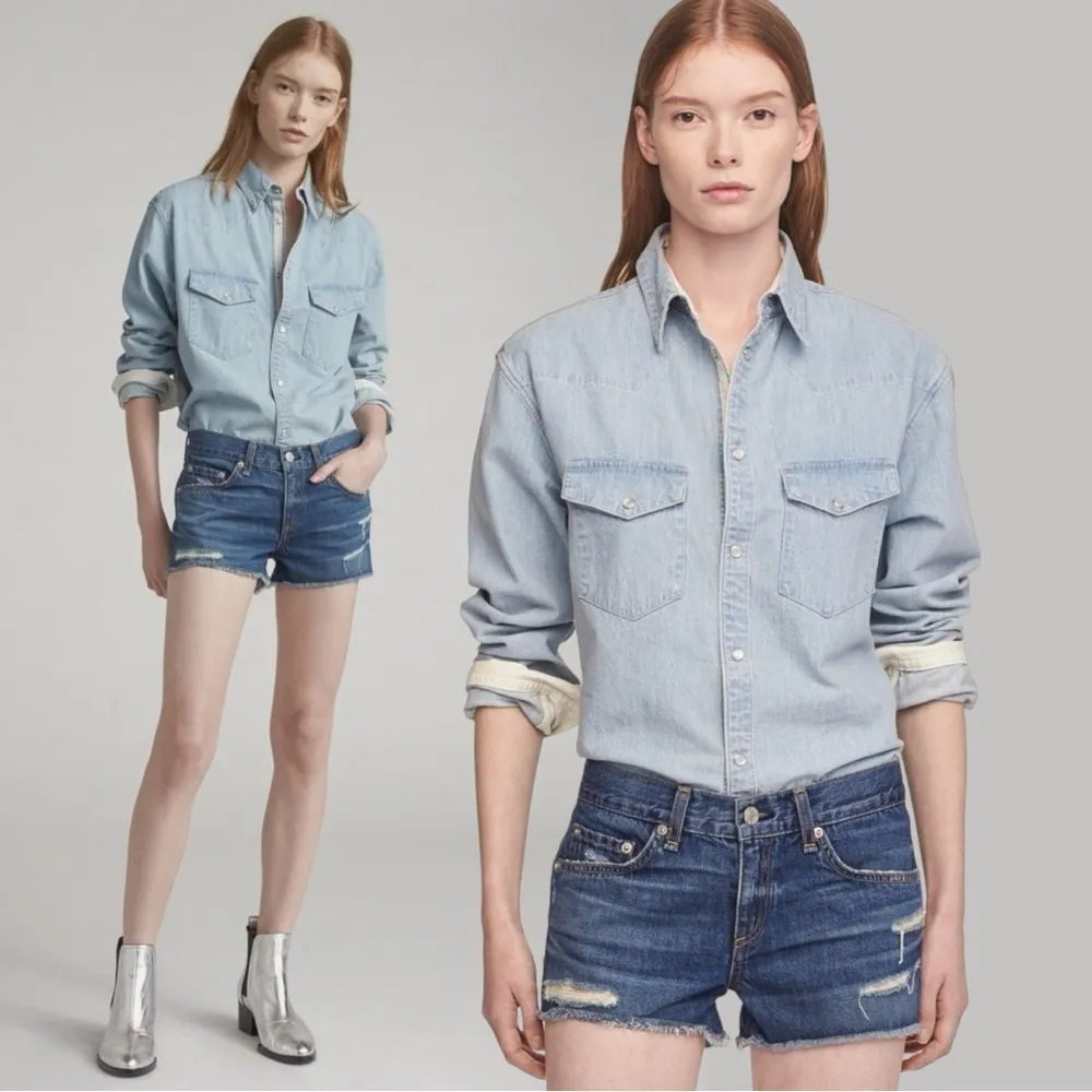 Rag & Bone Cut Off Denim Jean Shorts in Johny Size 27 Distressed Cheeky - Image 6