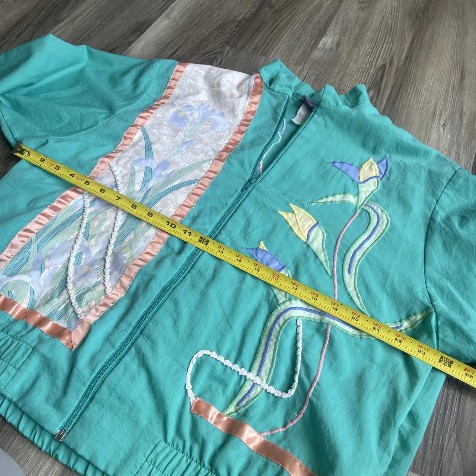 Southern Stitches And More bomber Jacket Vintage Womens M Embroidered Floral AOP Size 8 - Image 6