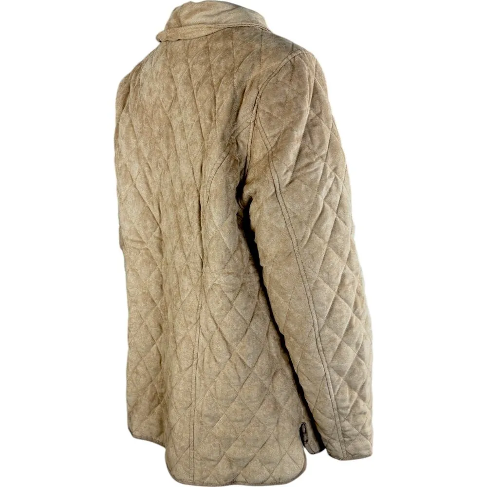 Issac Mizrahi Live! Faux Suede Quilted Barn Jacket with Lining Toffee Large NWOT - Image 7