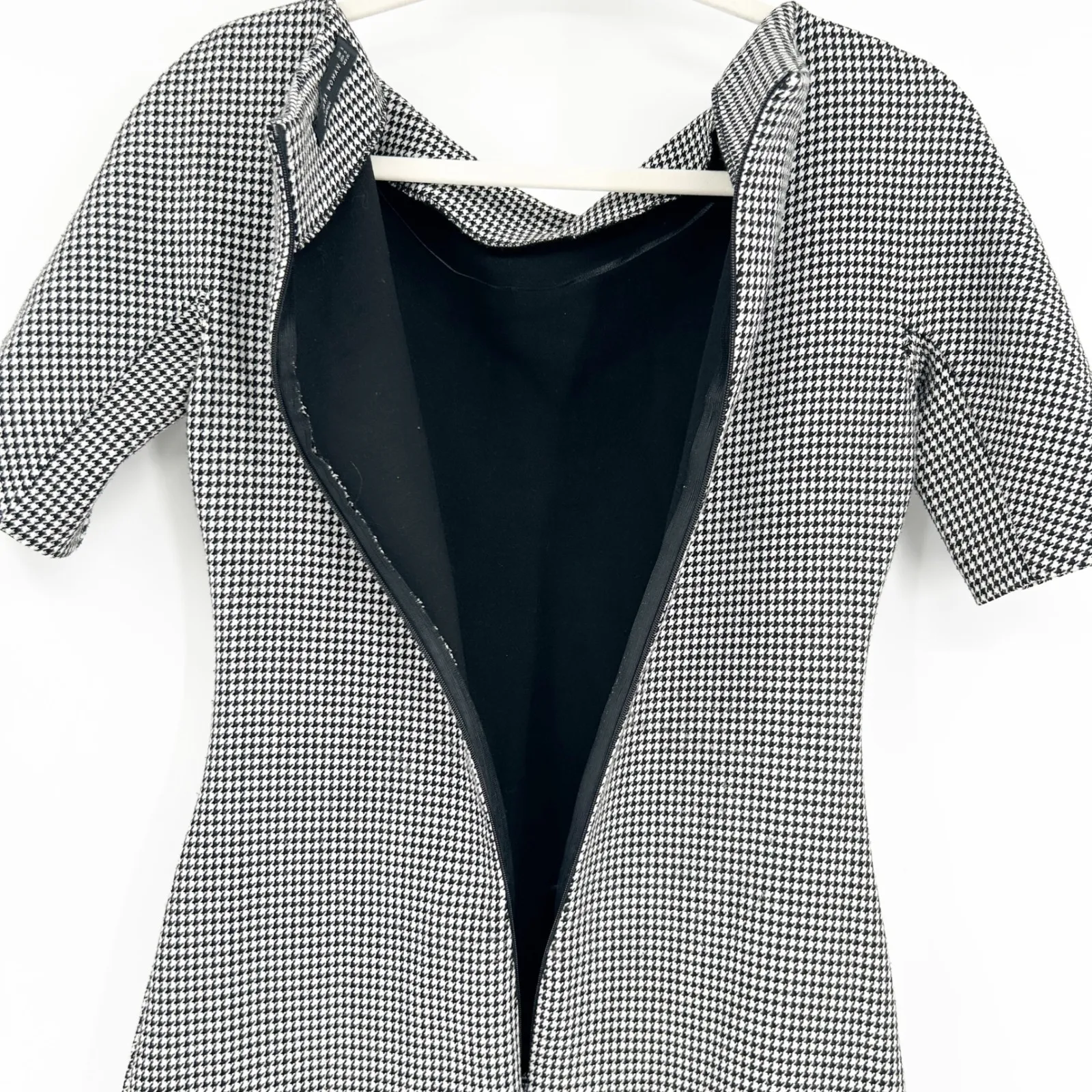 Zara Womens Career Work Office Siren Houndstooth Knit Pencil Sheath Dress Size S - Image 7