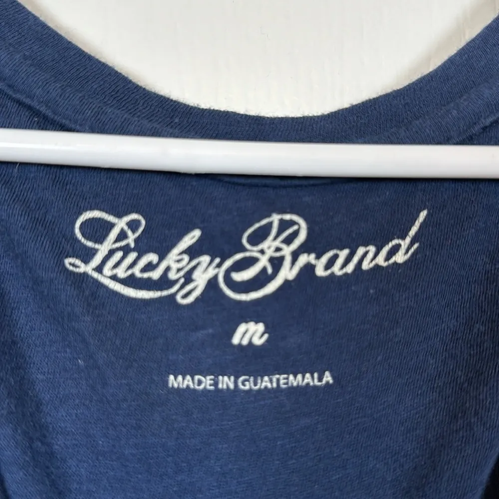 Lucky Brand Tank Top Sleeveless Blouse Blue White V-Neck Size Med EUC #7076 - Image 6