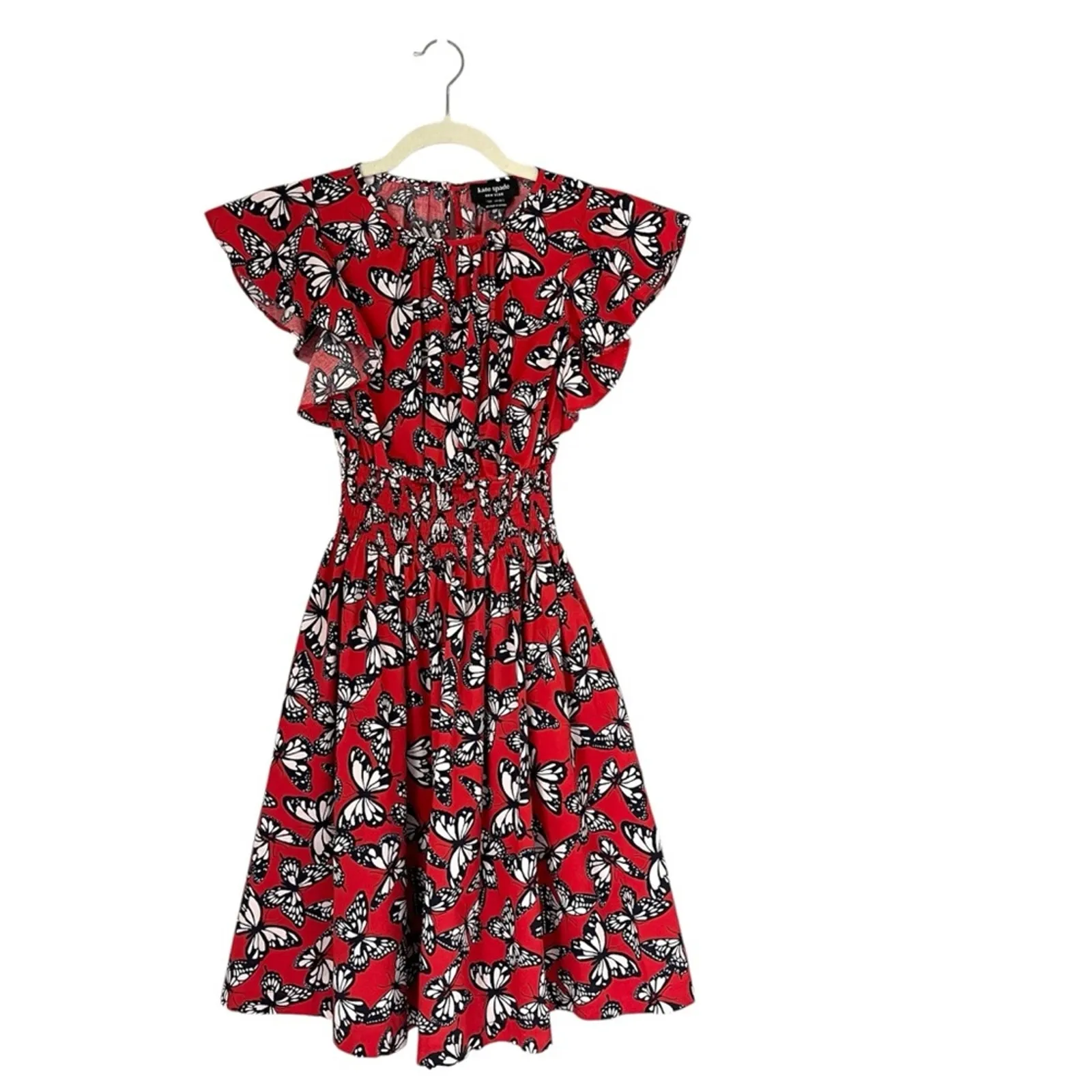 Kate spade blake mini dress Butterfly print red Heirloom Tomato Size XS - Image 2