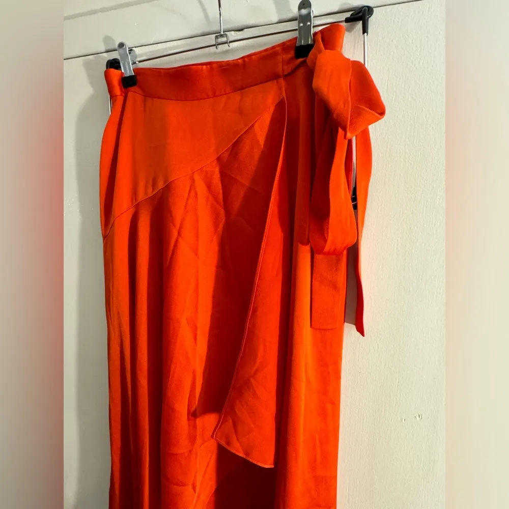 BCBG Maxazria Satin Maxi Wrap Skirt Poppy Red XXS size 2 - Image 5
