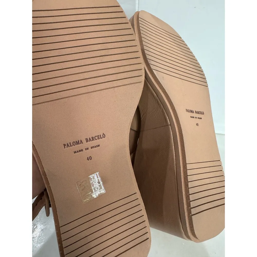 PALOMA BARCELÒ EMMY ANKLE STRAP WEDGE SANDAL IN NOCCIOLA tan size 40/ Us 10 - Image 4