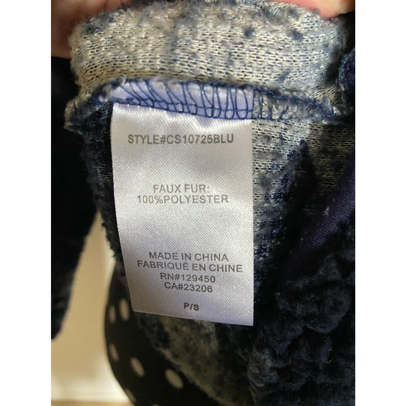 Como Womens Juniors Pullover Sz Small Blue Fleece Sherpa Teddy Camo Quarter Zip - Image 5