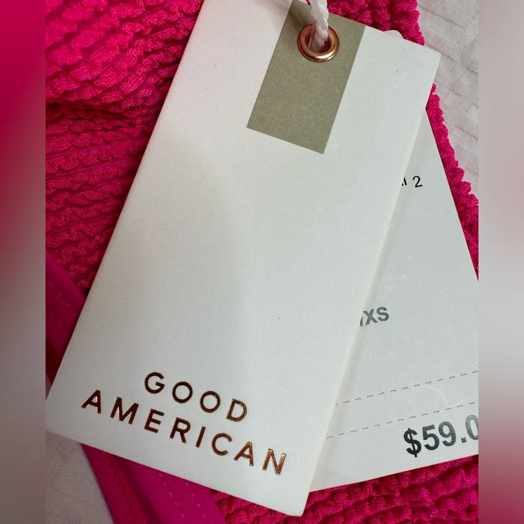 Good American Always Fits Khloe Scoop Bikini Top in Pink Glow XXS/XS NEW - Image 8