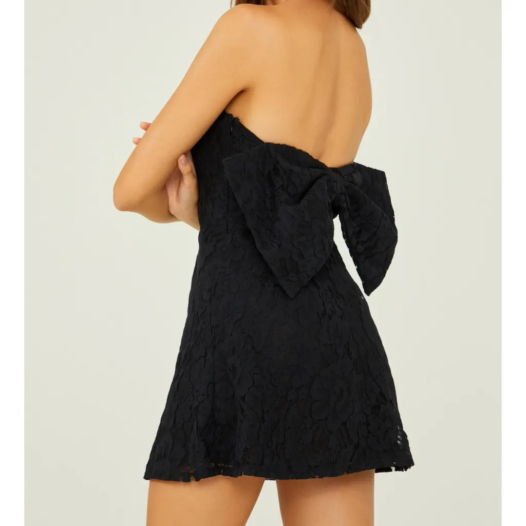 NEW Altar’d State Black Lace Bow Back Mini Dress Size Small NWT - Image 2
