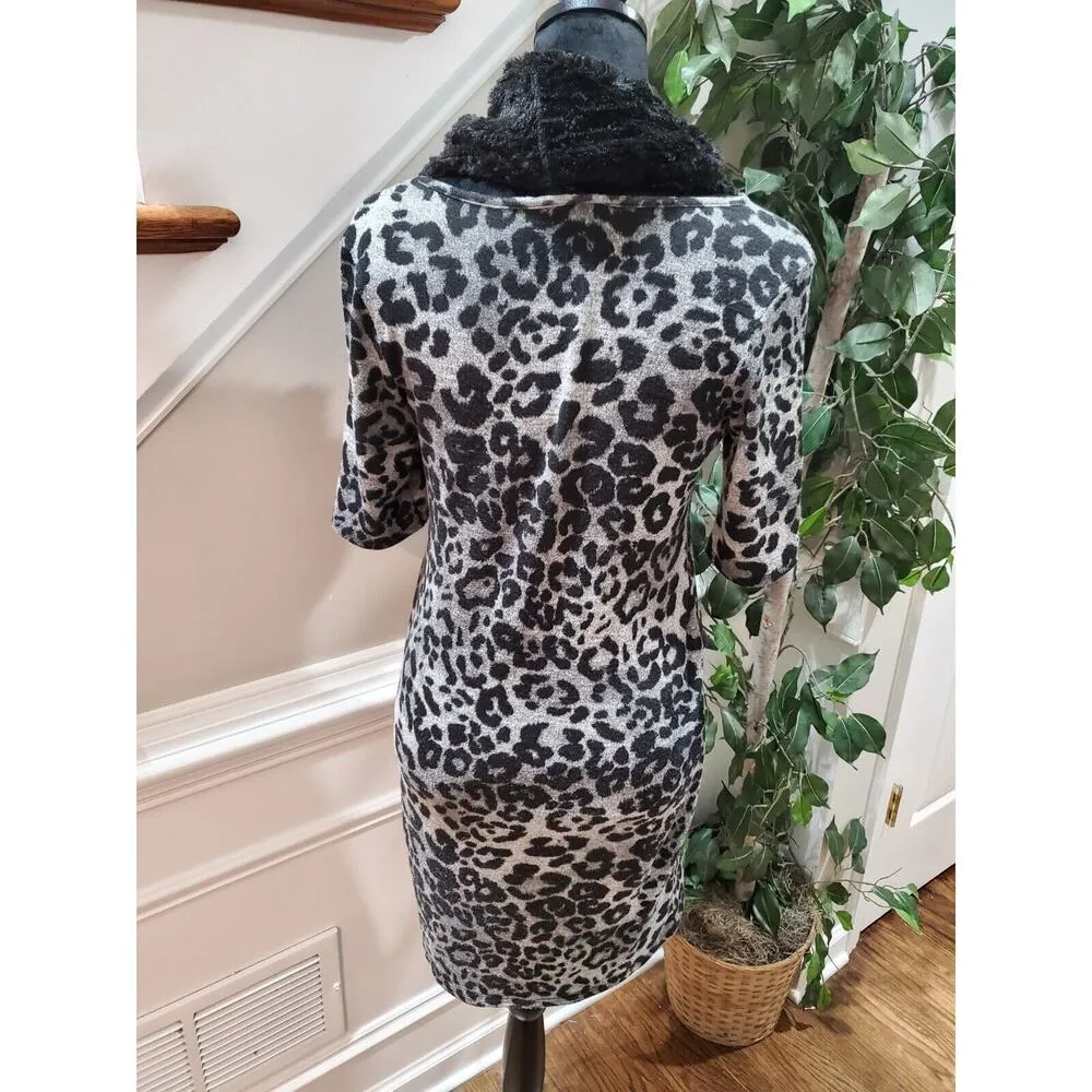 BCX Women Black & Gray Polyester Round Neck Half Sleeve Knee Length Dress Size S - Image 7